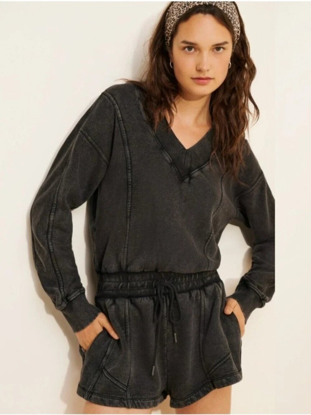 Free People Movement Medium Grey Intercept Romper Lounge Comfort
